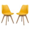 Modern Wooden Leg Chair - 2 Piece - Yellow