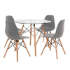 5 Piece Glass Table and Wooden Leg Chairs