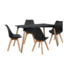 Dining Suite / Set - Dining Table with Four Padded Chairs - Black