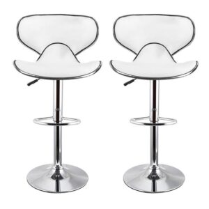 Adjustable Height Chairs, Bar Stools - Set of 2 - White
