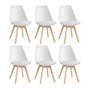 Set Of 6 Multi-Function Modern Plastic Dining Chair with Wooden Legs