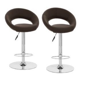 Set of 2 Faux Leather Adjustable Bar Stools - HZ037