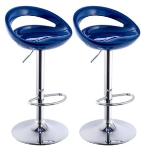 Set of 2 Adjustable Swivel Bar Stools - Blue
