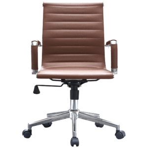 Office Chairs -Faux Leather Medium Back Swivel - - Brown