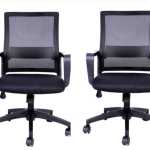 Adjustable Height Swivel Mesh Chair with Armrest Lumbar Support - Set of 2