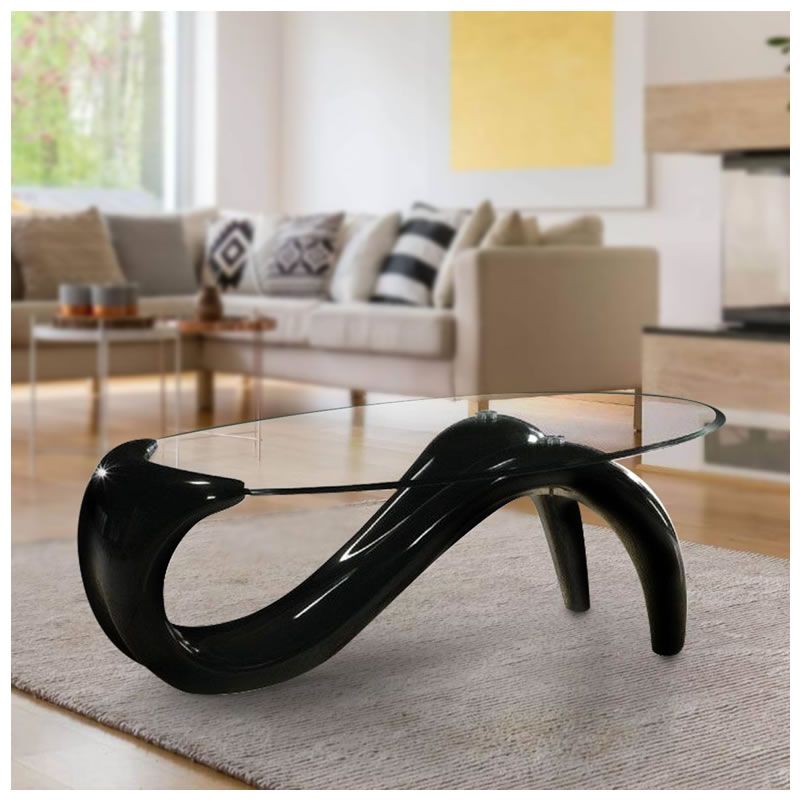 Modern and Stylish Oval Coffee Table with a Glass Top – Werdafurn Furniture