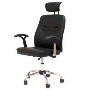 Office Chairs - Ergonomic PU Leather with Headrest - Black