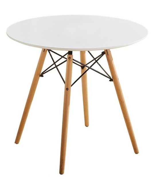 80cm Round White top Wooden Leg Table